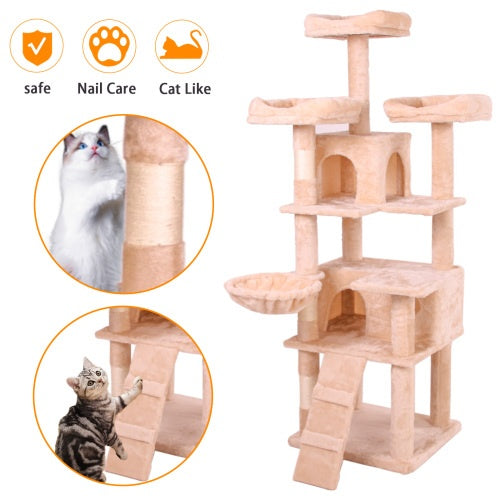 JMT-943626 Multi-Level Cat Climbing Frame with Plush Fabric and Stable Design