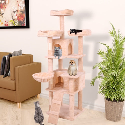 JMT-943626 Multi-Level Cat Climbing Frame with Plush Fabric and Stable Design