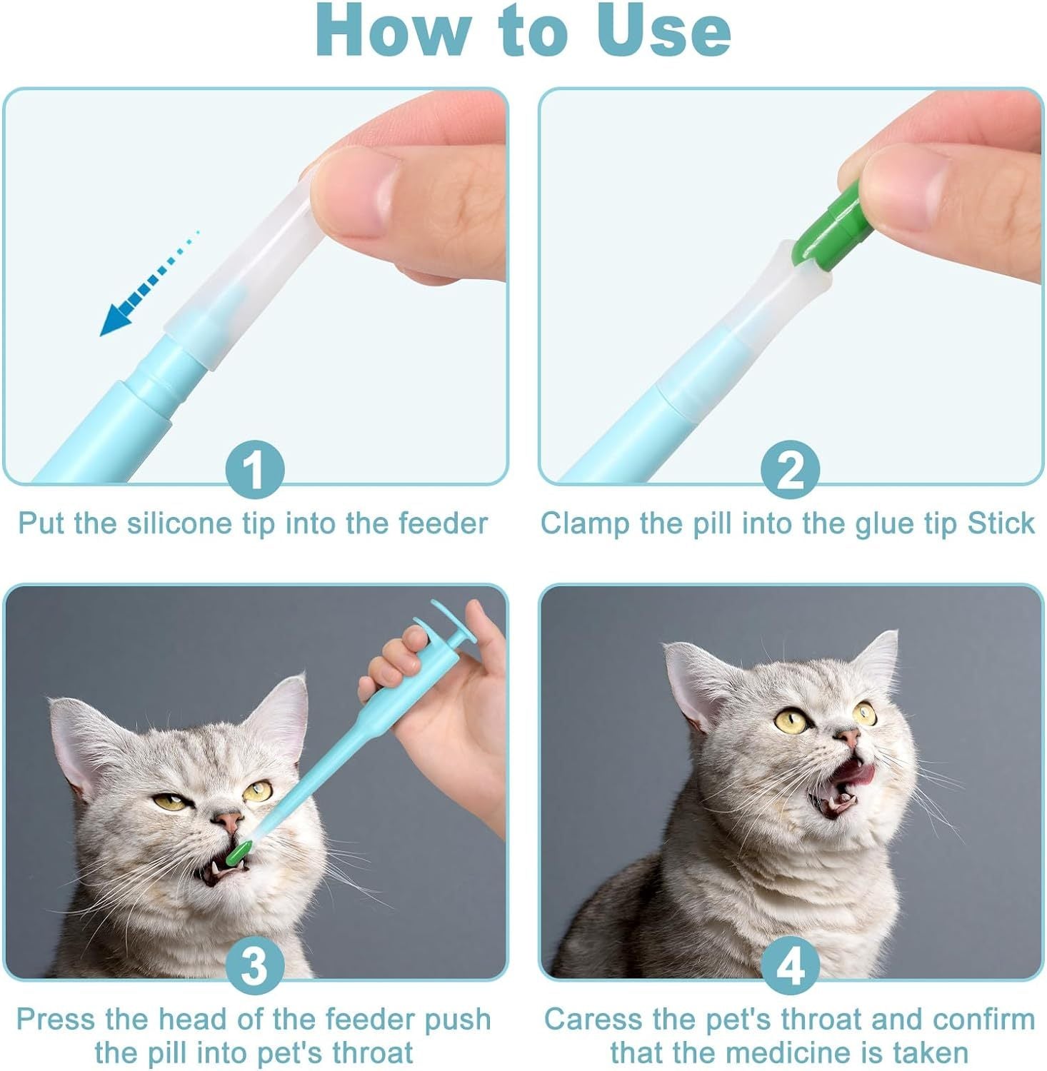 JMT-943690 Pet Pill Dispenser with Soft Silicone Tip for Easy Medication Administration for Cats, Dogs, and Small Animals