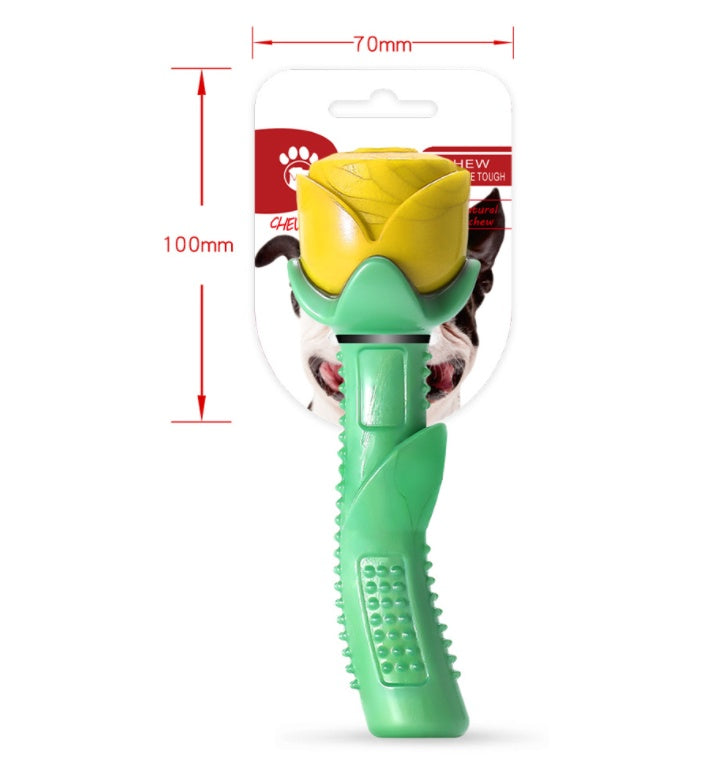 JMT-943754 Yellow Rose Dog Molar Stick - TPE Dog Teether for Dental Health