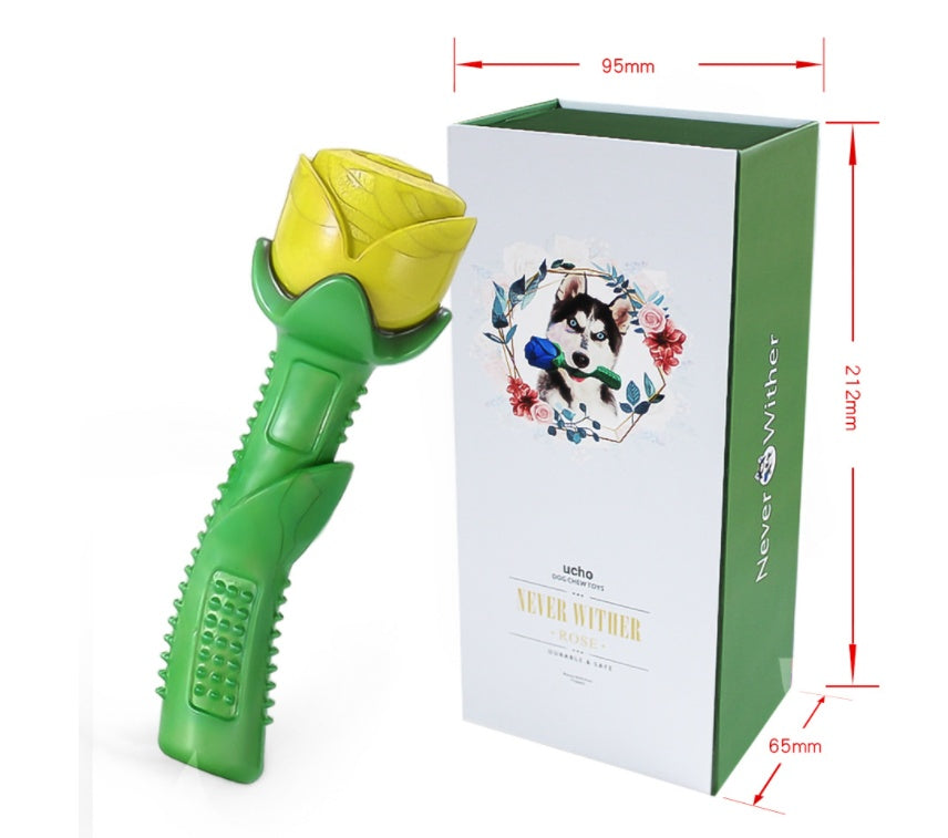 JMT-943754 Yellow Rose Dog Molar Stick - TPE Dog Teether for Dental Health