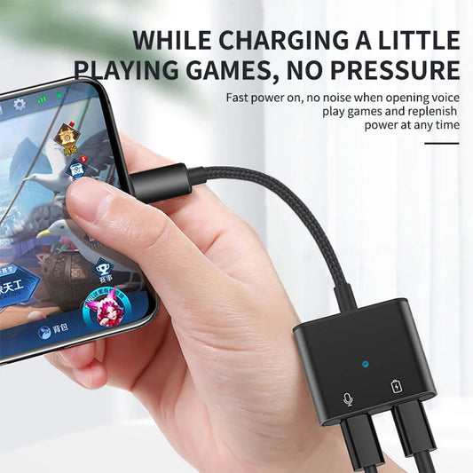 JMT-944266 2-in-1 Lightning Audio Adapter with Charging for iPhone - Headphone Jack Splitter