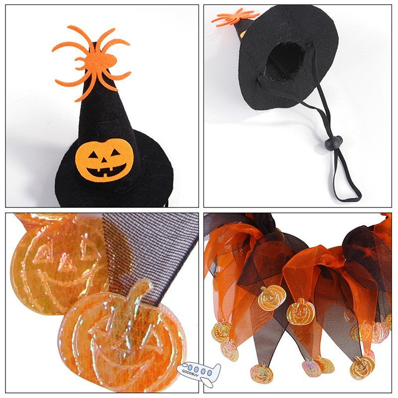 JMT-944394 Halloween Cat and Dog Costume Set with Witch Hat and Collar for Parties and Dress-Up