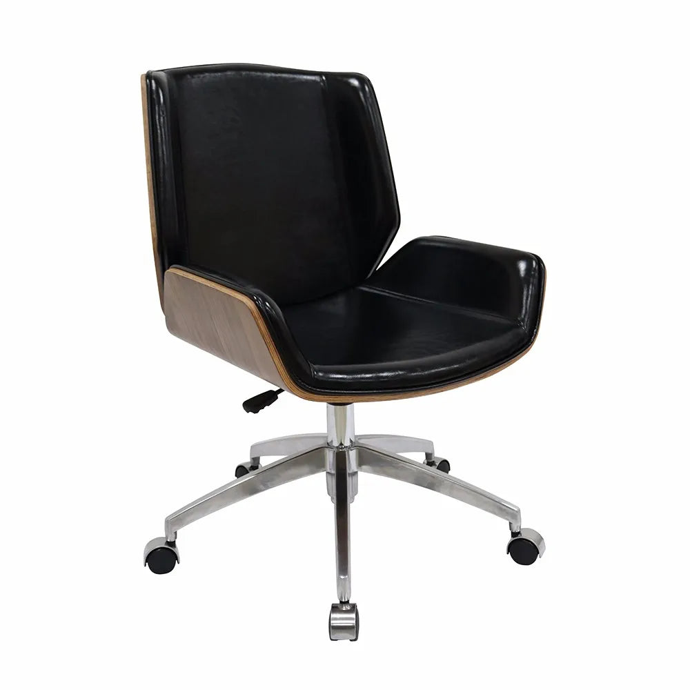 JMT-944522 High Back Ergonomic Conference Office Chair with Rocking Function and Natural Wood Accents