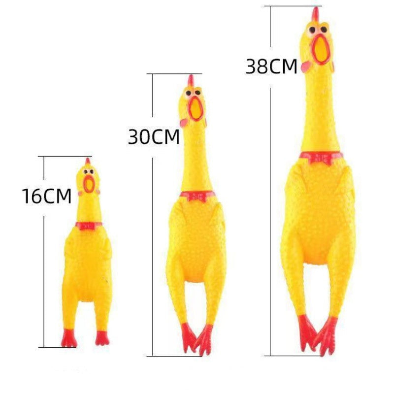 JMT-944586 Durable Yellow Rubber Squeaky Chicken Toy for Dogs - Fun Chew Toy in Various Sizes