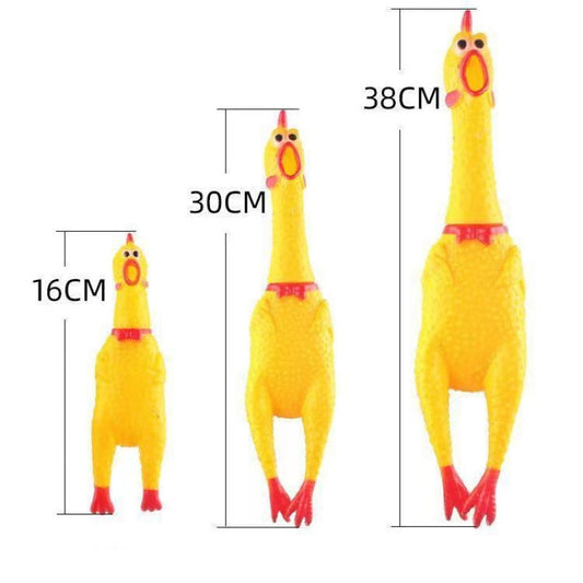 JMT-944586 Durable Yellow Rubber Squeaky Chicken Toy for Dogs - Fun Chew Toy in Various Sizes
