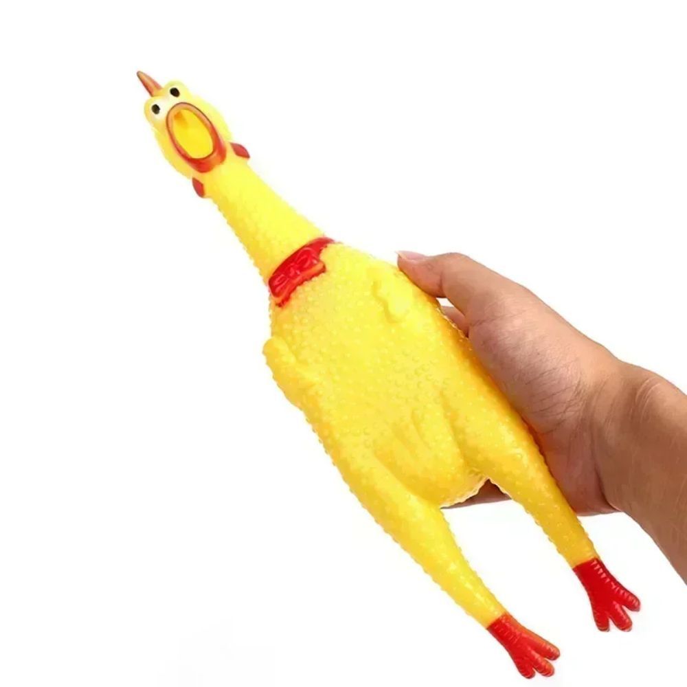 JMT-944586 Durable Yellow Rubber Squeaky Chicken Toy for Dogs - Fun Chew Toy in Various Sizes
