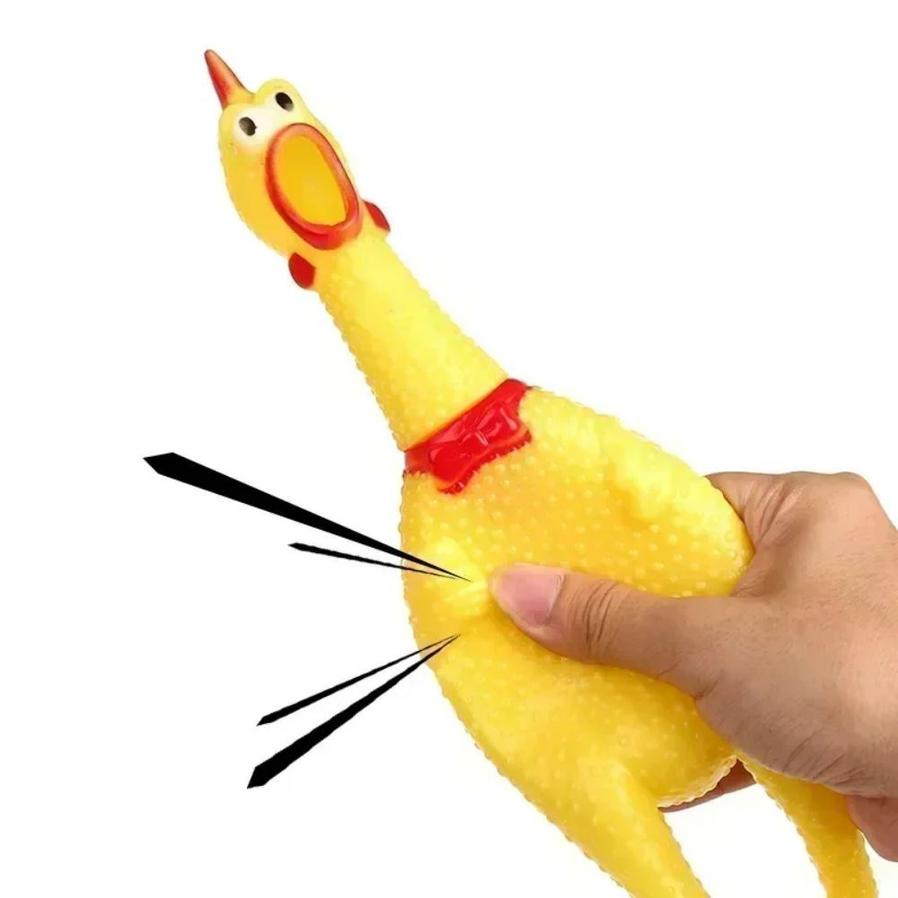 JMT-944586 Durable Yellow Rubber Squeaky Chicken Toy for Dogs - Fun Chew Toy in Various Sizes