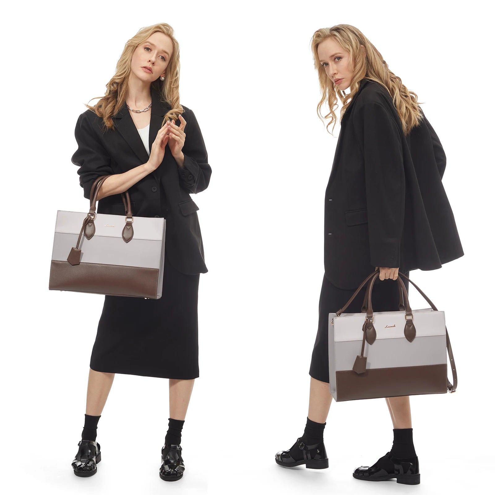 JMT-944586 Stylish Women's 15.6 Inch Laptop Tote Bag with Clutch Purse for Office and Work
