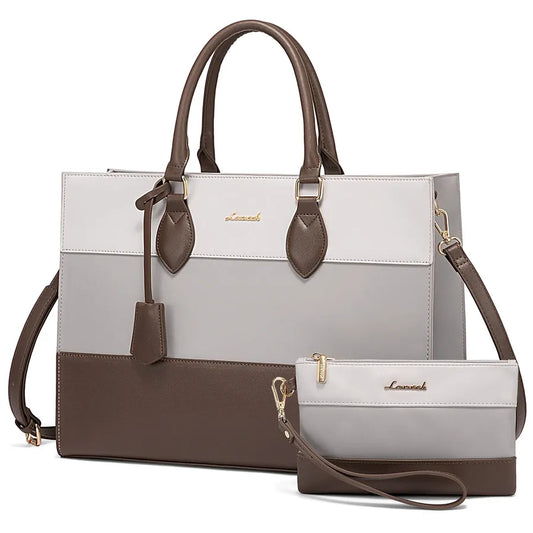 JMT-944586 Stylish Women's 15.6 Inch Laptop Tote Bag with Clutch Purse for Office and Work