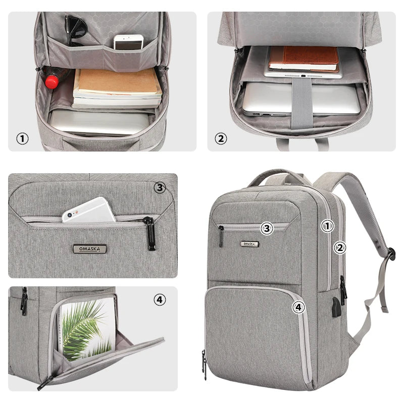 JMT-944778 Stylish and Functional USB Charging Computer Backpack for Men