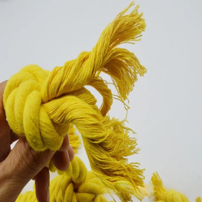 JMT-944906 Solid Color Cotton Rope Dog Chew Toy with Molar Ring - Tear-Resistant and Durable for Puppy Teeth Cleaning