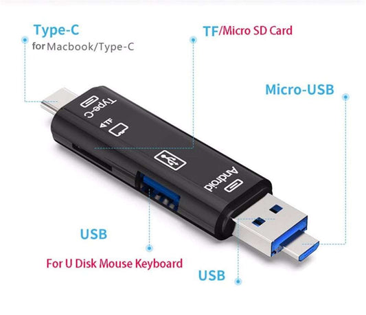 JMT-945098 Type-C Micro USB OTG Hub Adapter with TF Card Reader - Compatible with MacBook, Tablets, and More