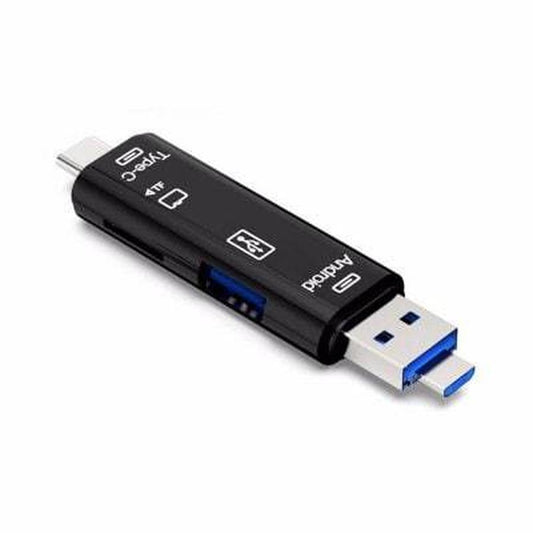 JMT-945098 Type-C Micro USB OTG Hub Adapter with TF Card Reader - Compatible with MacBook, Tablets, and More