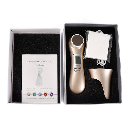 JMT-945162 6-in-1 Ultrasonic Vibration Face-Lift Massager with RF, EMS, Ultrasonic Massage, LED Light Therapy, and Electroporation