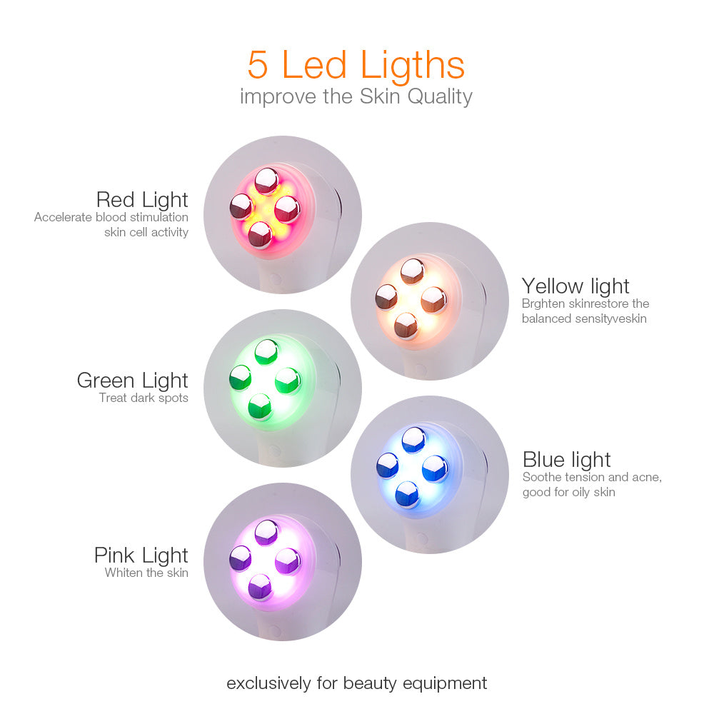 JMT-945162 6-in-1 Ultrasonic Vibration Face-Lift Massager with RF, EMS, Ultrasonic Massage, LED Light Therapy, and Electroporation