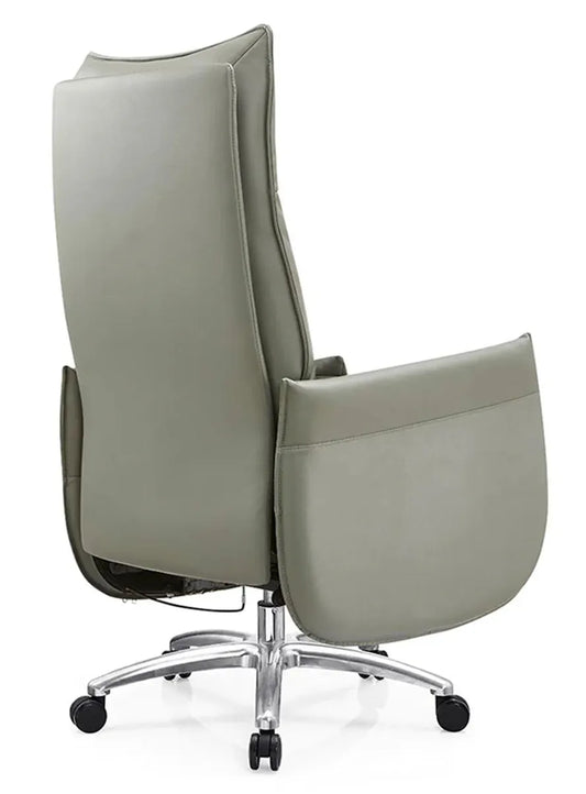 JMT-945674 Modern Adjustable Office Chair with Rotating Recline and Aluminium Base in Black PU Leather