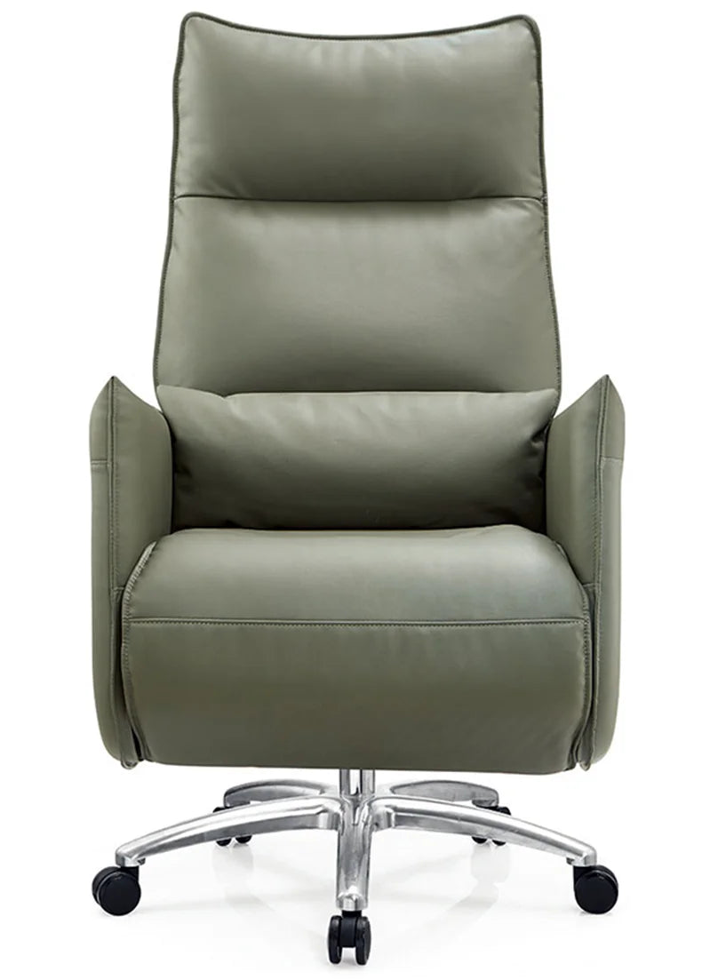 JMT-945674 Modern Adjustable Office Chair with Rotating Recline and Aluminium Base in Black PU Leather