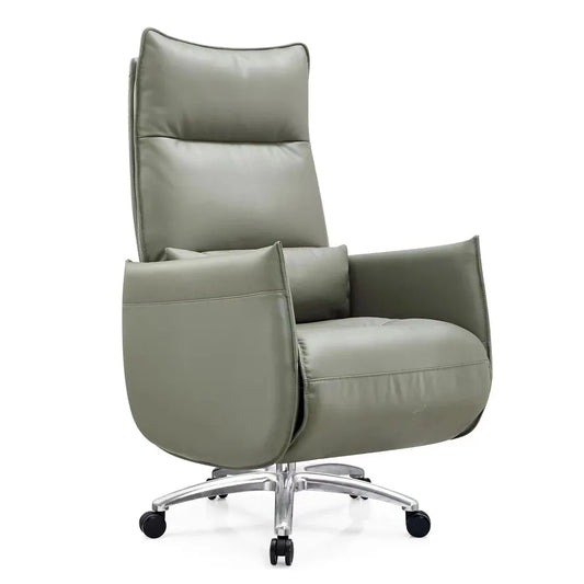 JMT-945674 Modern Adjustable Office Chair with Rotating Recline and Aluminium Base in Black PU Leather