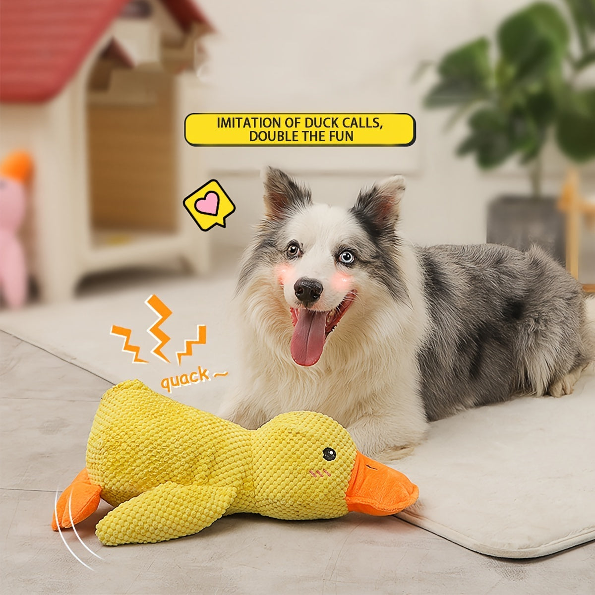 JMT-945738 Interactive Plush Dog Duck Toy for All Breeds - Squeaky, No-Stuffing Design for Chewing and Playing