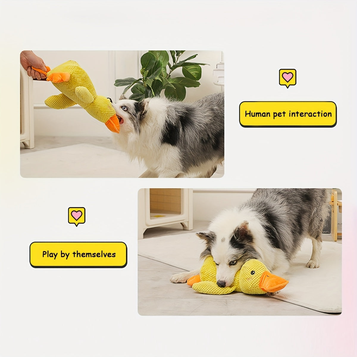 JMT-945738 Interactive Plush Dog Duck Toy for All Breeds - Squeaky, No-Stuffing Design for Chewing and Playing