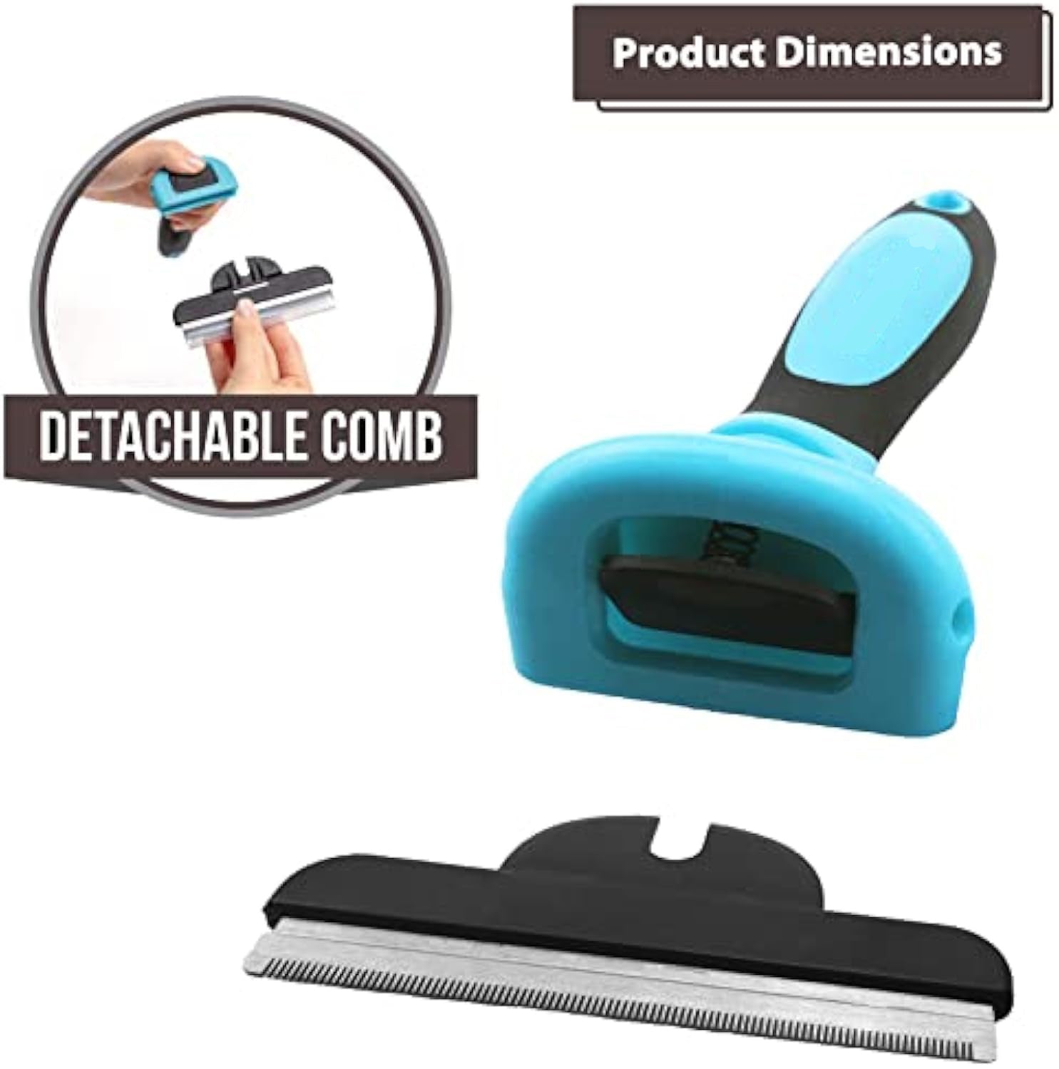 JMT-945994 Pet De-Shedding Comb Tool with Ergonomic Non-Slip Handle – Easily Removes Fur and Reduces Allergens