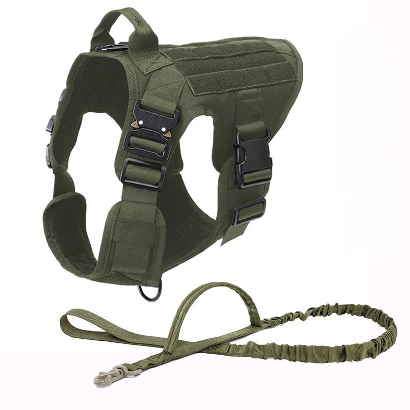 JMT-946250 Portable Tactical Dog Vest with Leash - Military-Grade Nylon, Available in Black, Brown, Army Green