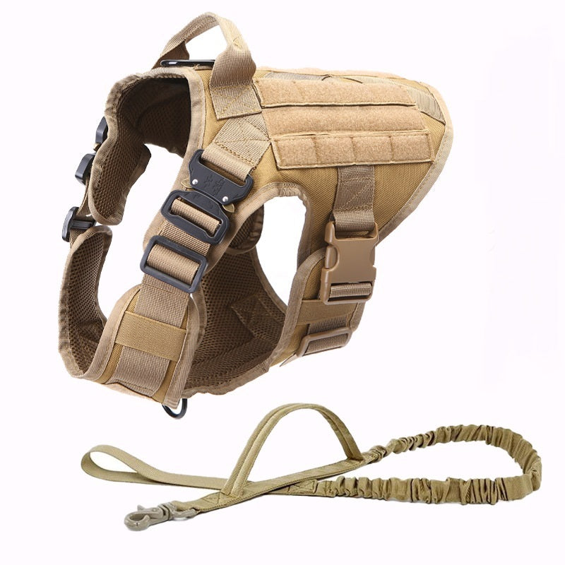 JMT-946250 Portable Tactical Dog Vest with Leash - Military-Grade Nylon, Available in Black, Brown, Army Green