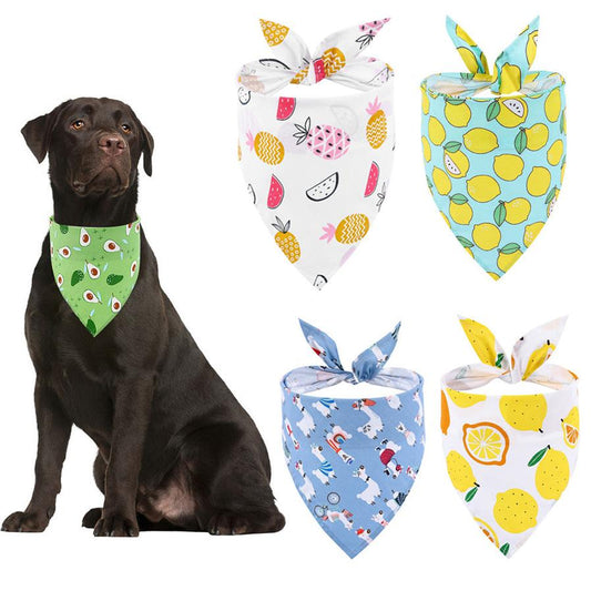 JMT-946378 Summer Fruit Cartoon Dog Saliva Towel - Lemon, Pineapple, Avocado & More - 65x45cm Cloth Design
