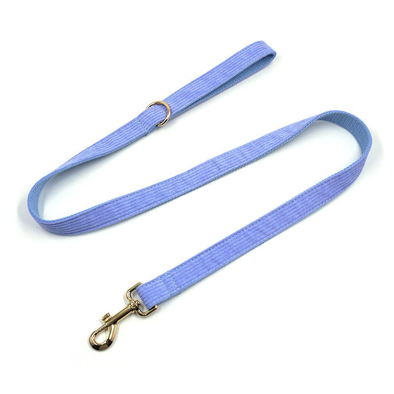 JMT-946570 Violet Velvet Corduroy Pet Bow Collar and Leash Set