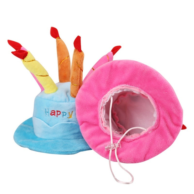 JMT-946826 Dog Birthday Cake Hat - Adjustable Cloth Hat in Blue and Pink Colors
