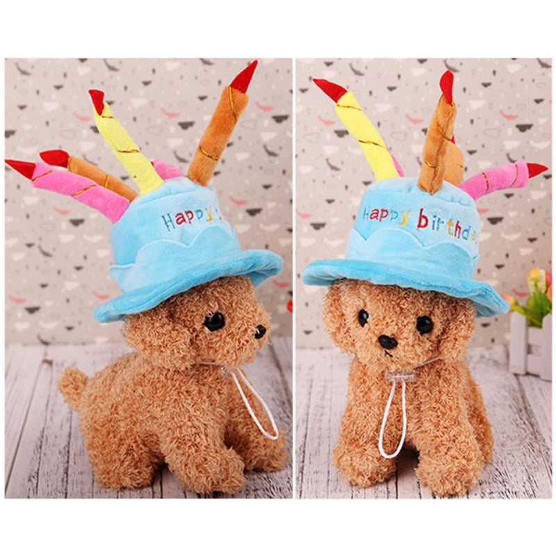 JMT-946826 Dog Birthday Cake Hat - Adjustable Cloth Hat in Blue and Pink Colors
