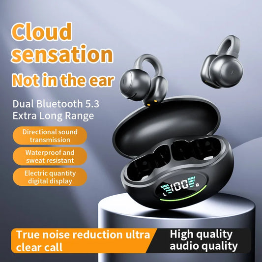 JMT-947082 Wireless Clip-On Sports Earphones with LED Battery Indicator for Comfortable Long-Term Use