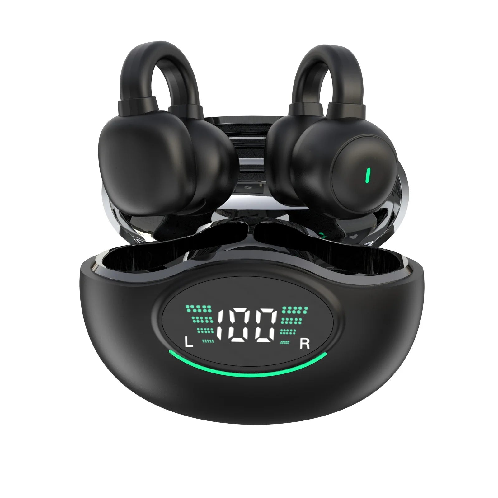 JMT-947082 Wireless Clip-On Sports Earphones with LED Battery Indicator for Comfortable Long-Term Use