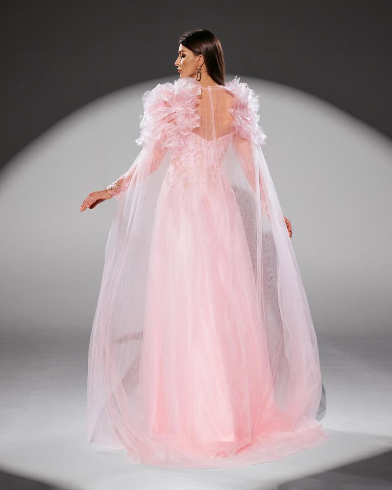 JMT-947146 Elegant Pink Evening Gown for Women - Classic A-Line Design, Perfect for Formal Occasions