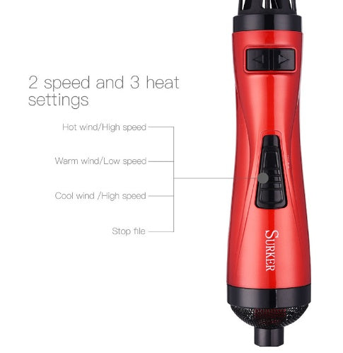JMT-947210 2 in 1 Multifunctional Hair Dryer Rotary Brush & Curling Iron Styling Tool with 3-Speed Temperature Control