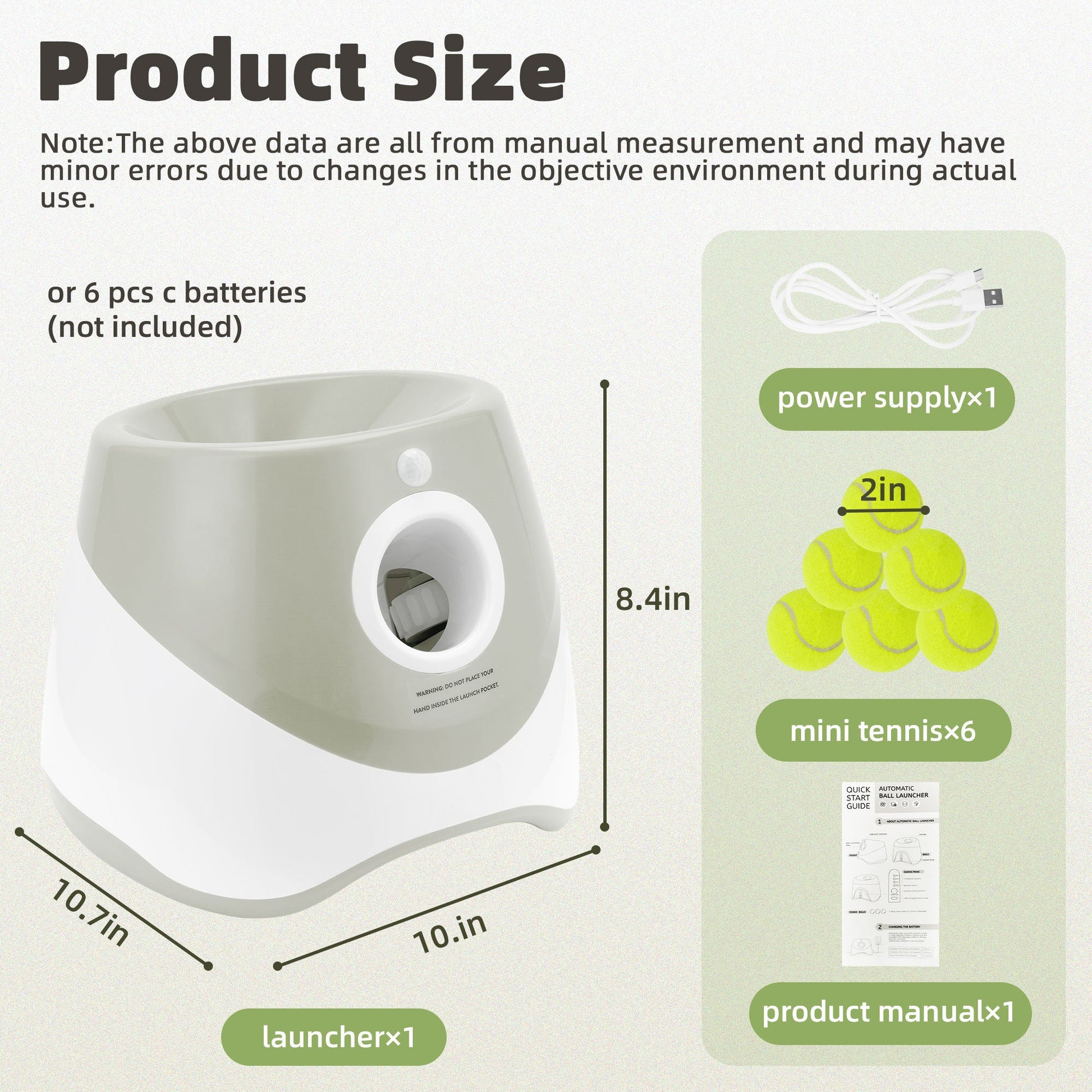 JMT-947210 Self-Pickup Automatic Dog Ball Launcher for Small to Medium Dogs – Interactive Indoor/Outdoor Toy with 3 Launching Ranges, 6 Chewable Mini Tennis Balls Included