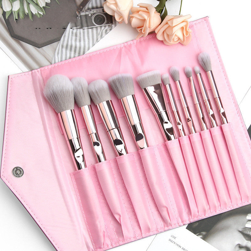 JMT-947338 Wet And Wild 10-Piece Makeup Brush Set with Brush Bag for Beginners