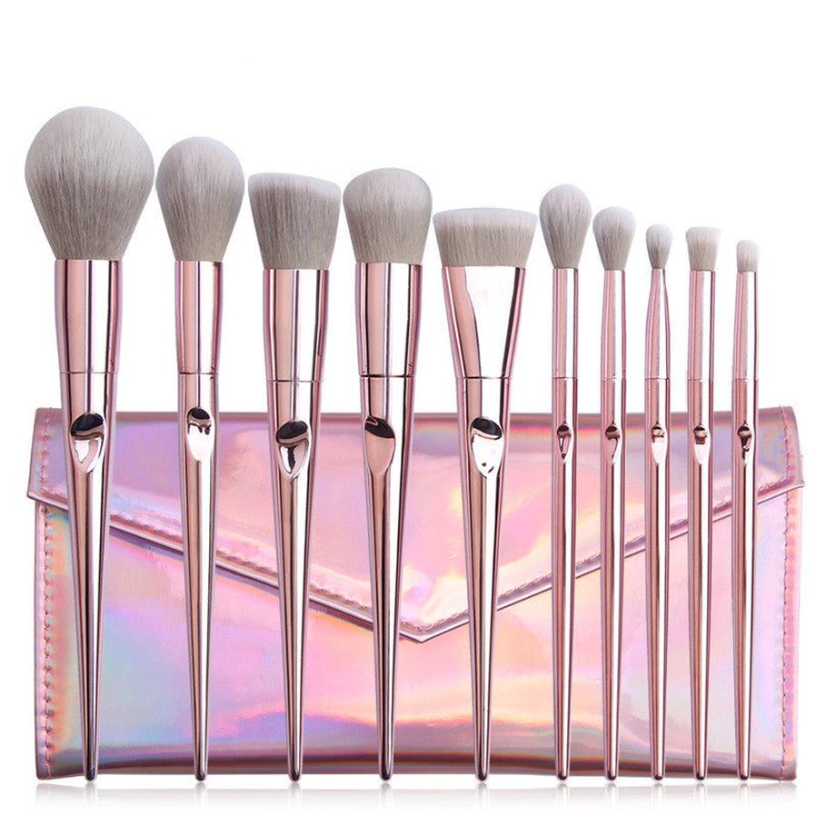 JMT-947338 Wet And Wild 10-Piece Makeup Brush Set with Brush Bag for Beginners