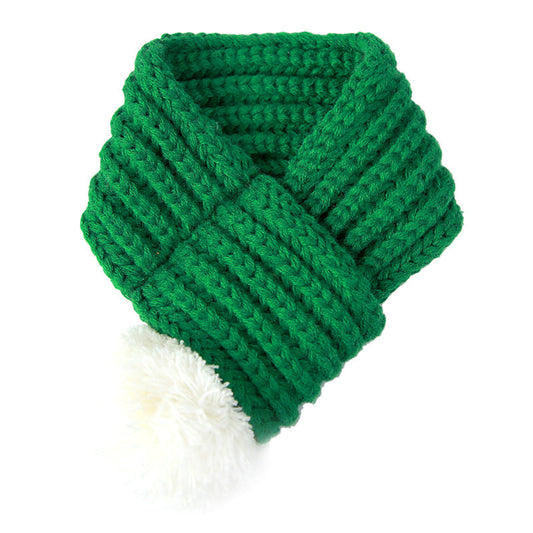 JMT-947530 Pet Winter Fleece Scarf in Green and Red Ball Designs for Small and Medium Pets