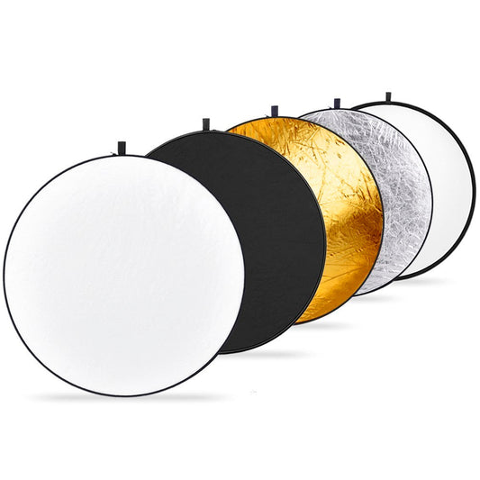 JMT-947594 80cm 5-in-1 Collapsible Light Reflector Panel for Photography, Silver, Gold, White, Black, Translucent Surfaces