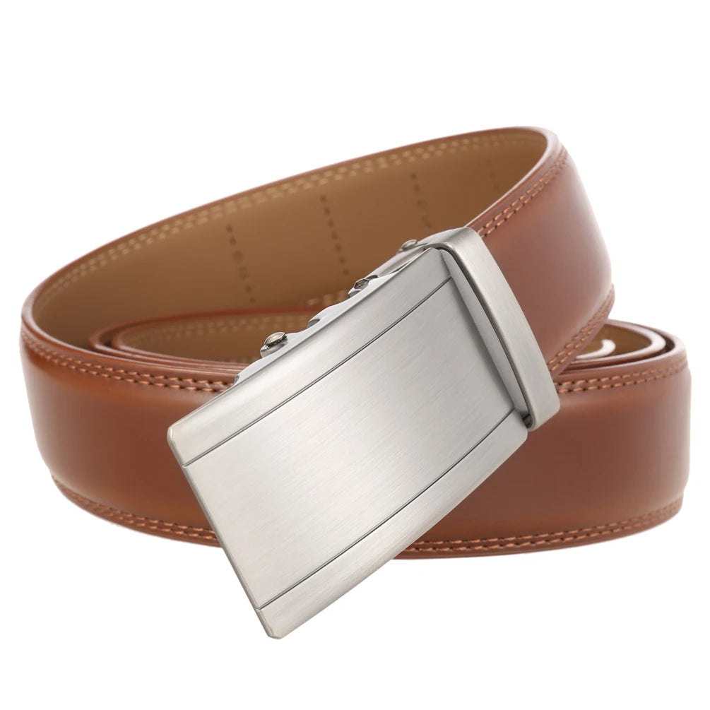 JMT-947658 Zinc Alloy Automatic Buckle Leather Belt for Men - Model LY25-1069-2