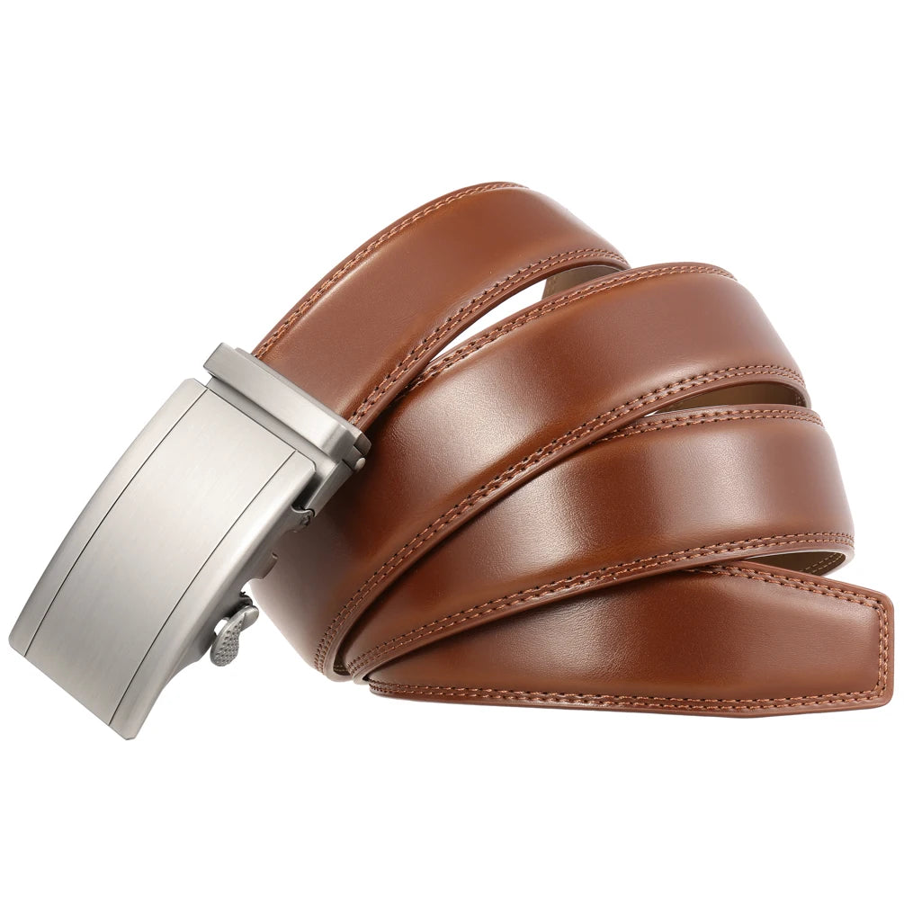 JMT-947658 Zinc Alloy Automatic Buckle Leather Belt for Men - Model LY25-1069-2