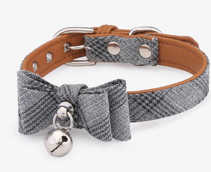 JMT-947722 Diagonal Striped Cat Collar in Blue, Black, Pink, and Apricot with Bell - Free Size, Polyester Material
