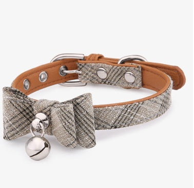 JMT-947722 Diagonal Striped Cat Collar in Blue, Black, Pink, and Apricot with Bell - Free Size, Polyester Material