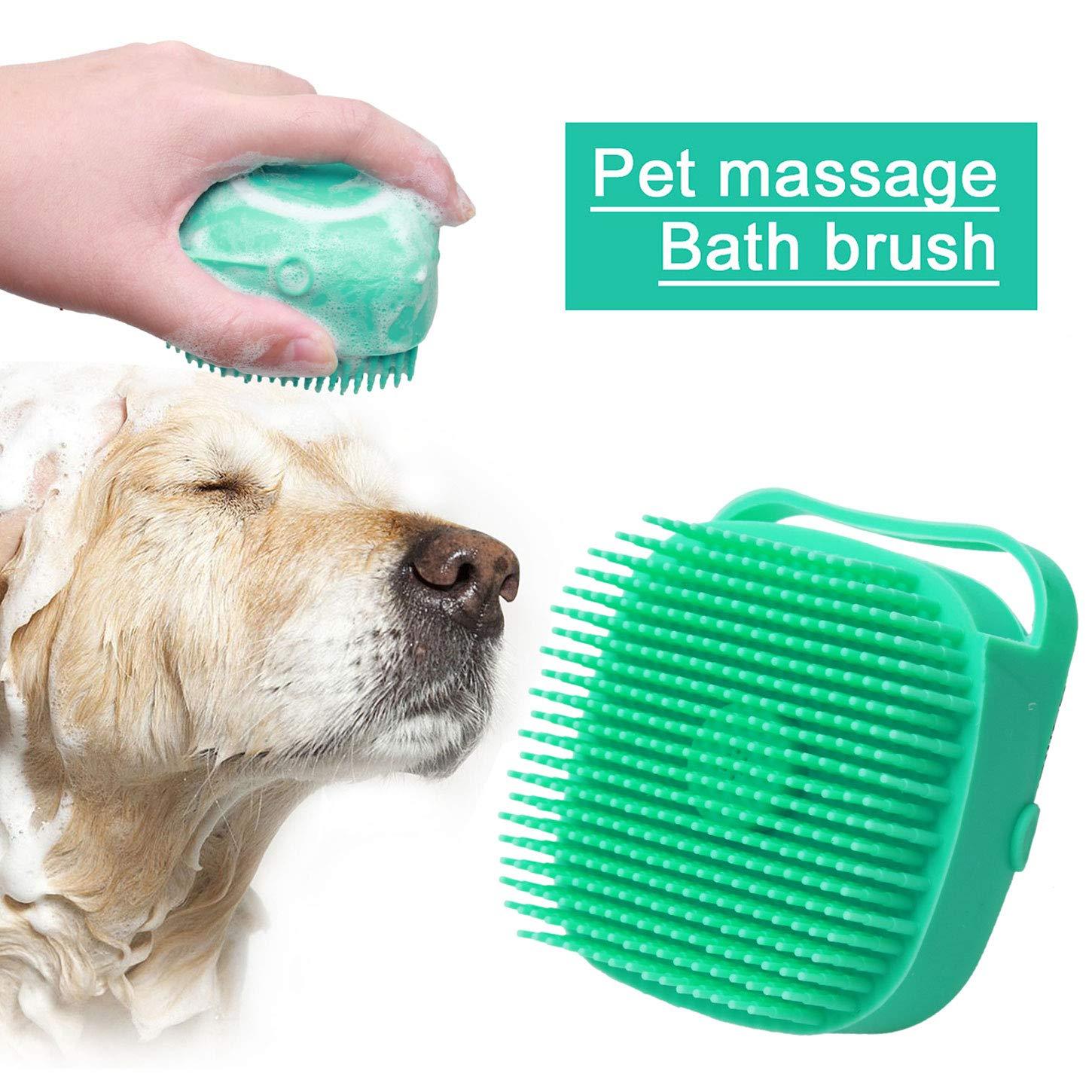 JMT-948042 Soft Silicone 2-in-1 Scrubber Dispenser with Massaging Brush for Dogs and Cats