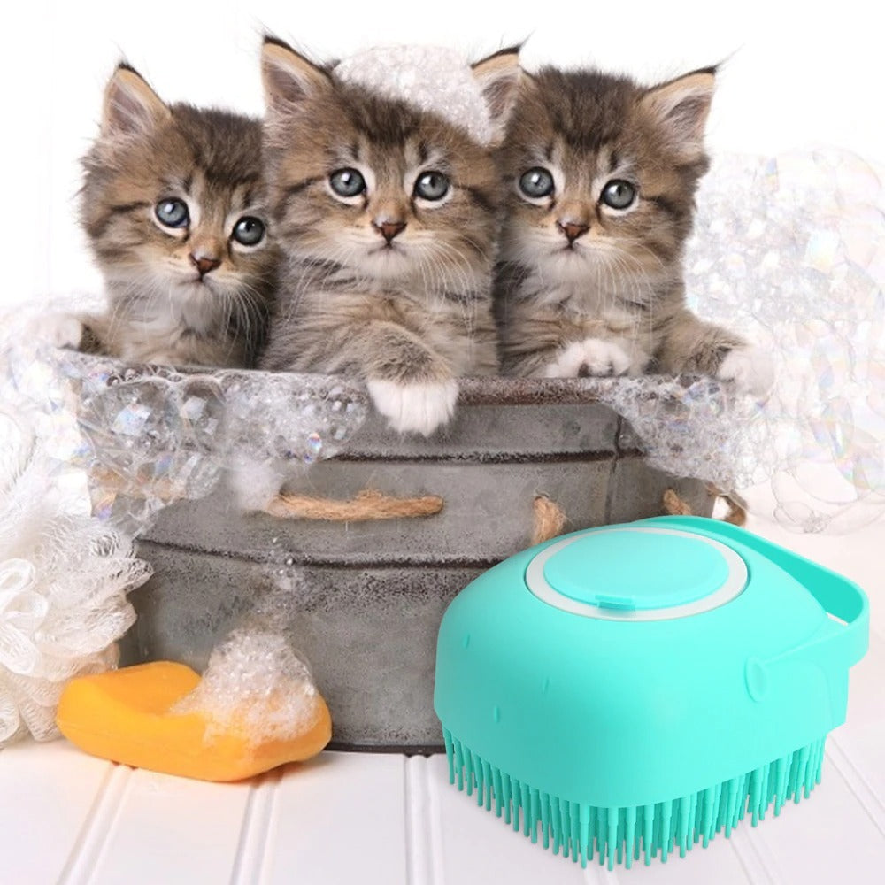 JMT-948042 Soft Silicone 2-in-1 Scrubber Dispenser with Massaging Brush for Dogs and Cats