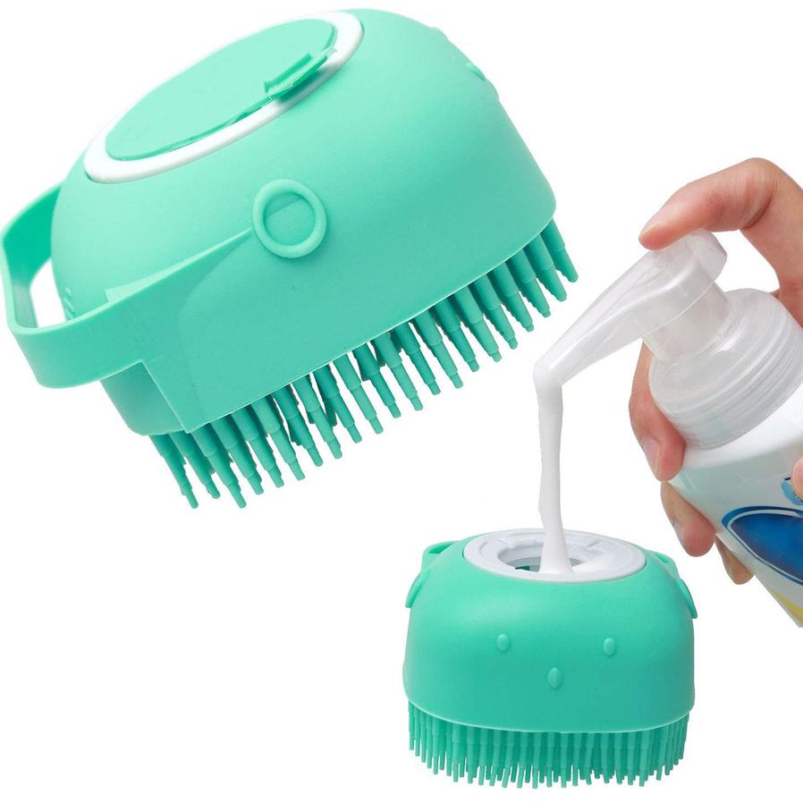 JMT-948042 Soft Silicone 2-in-1 Scrubber Dispenser with Massaging Brush for Dogs and Cats