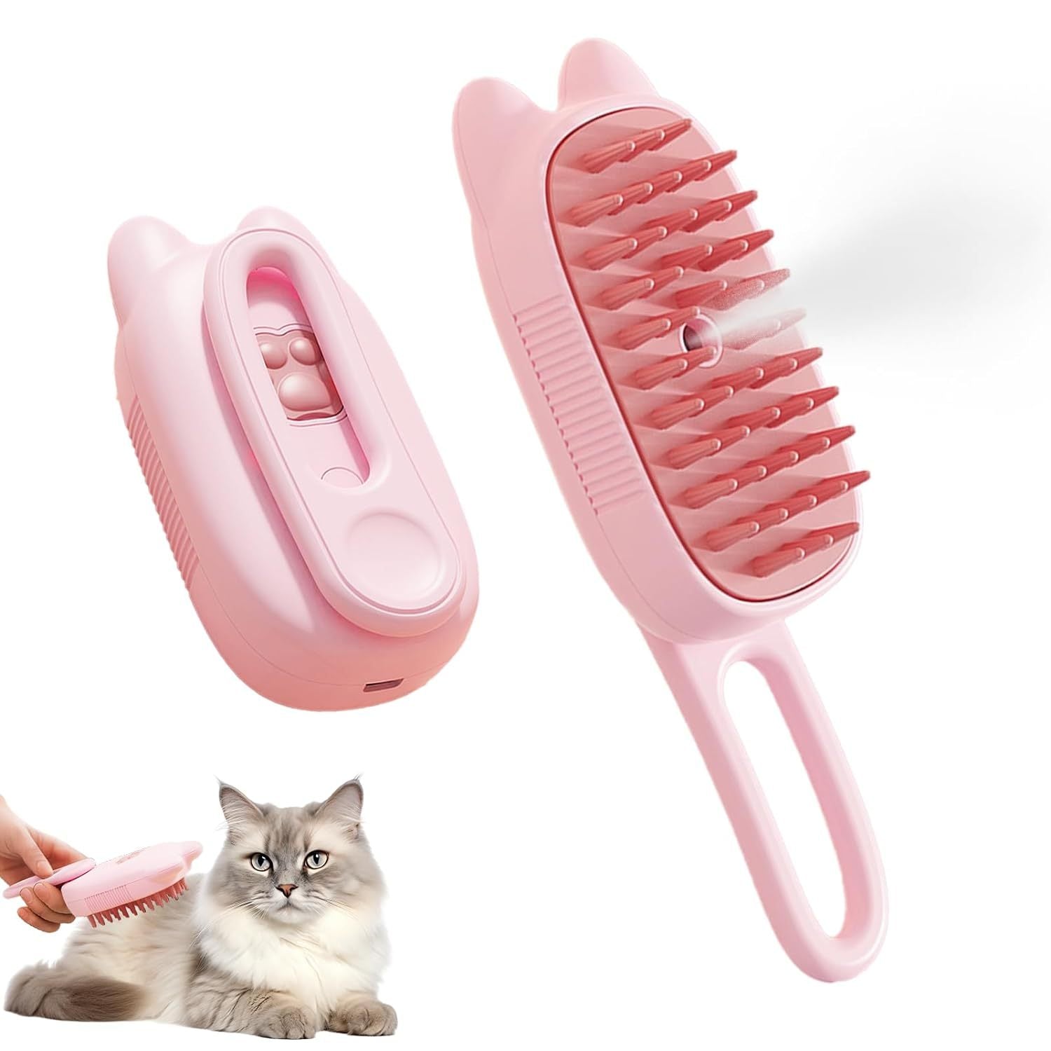 JMT-948298 3-in-1 Pet Steam Brush for Dogs and Cats - Shedding, Massage, and Grooming Tool