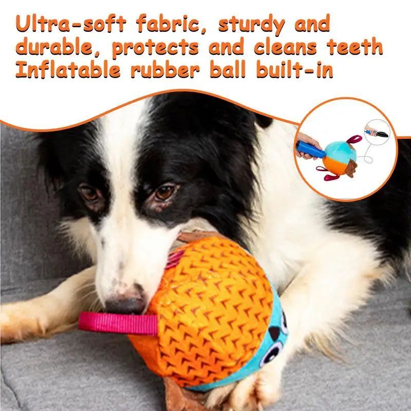 JMT-948362 Interactive Owl Ball Toy for Dogs - Velvet & Rubber Chew Toy for Medium, Small, and Large Dogs